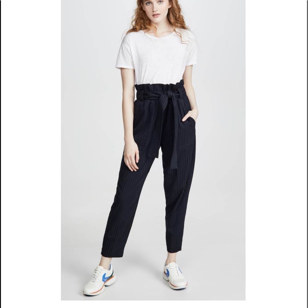 Stateside pinstripe paper bag pant